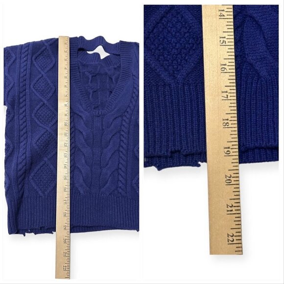 RtA Zane Reverse V-Neck Cable Knit Sweater,  Blue, Size S, New with tag - Picture 13 of 16